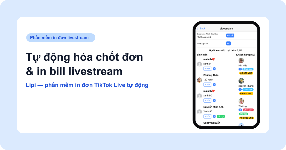 Phần mềm in đơn livestream Lipi