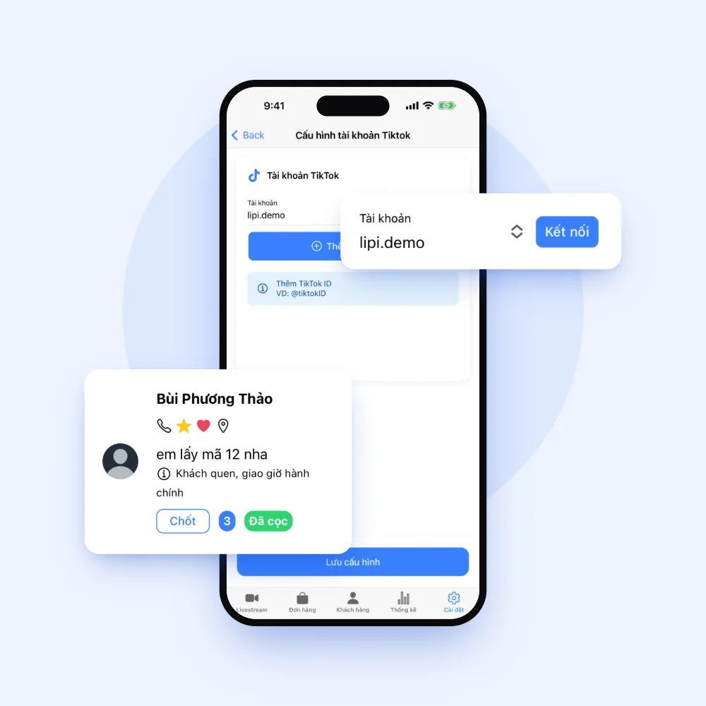 Cấu hình nhiều tài khoản TikTok ID trong app Lipi