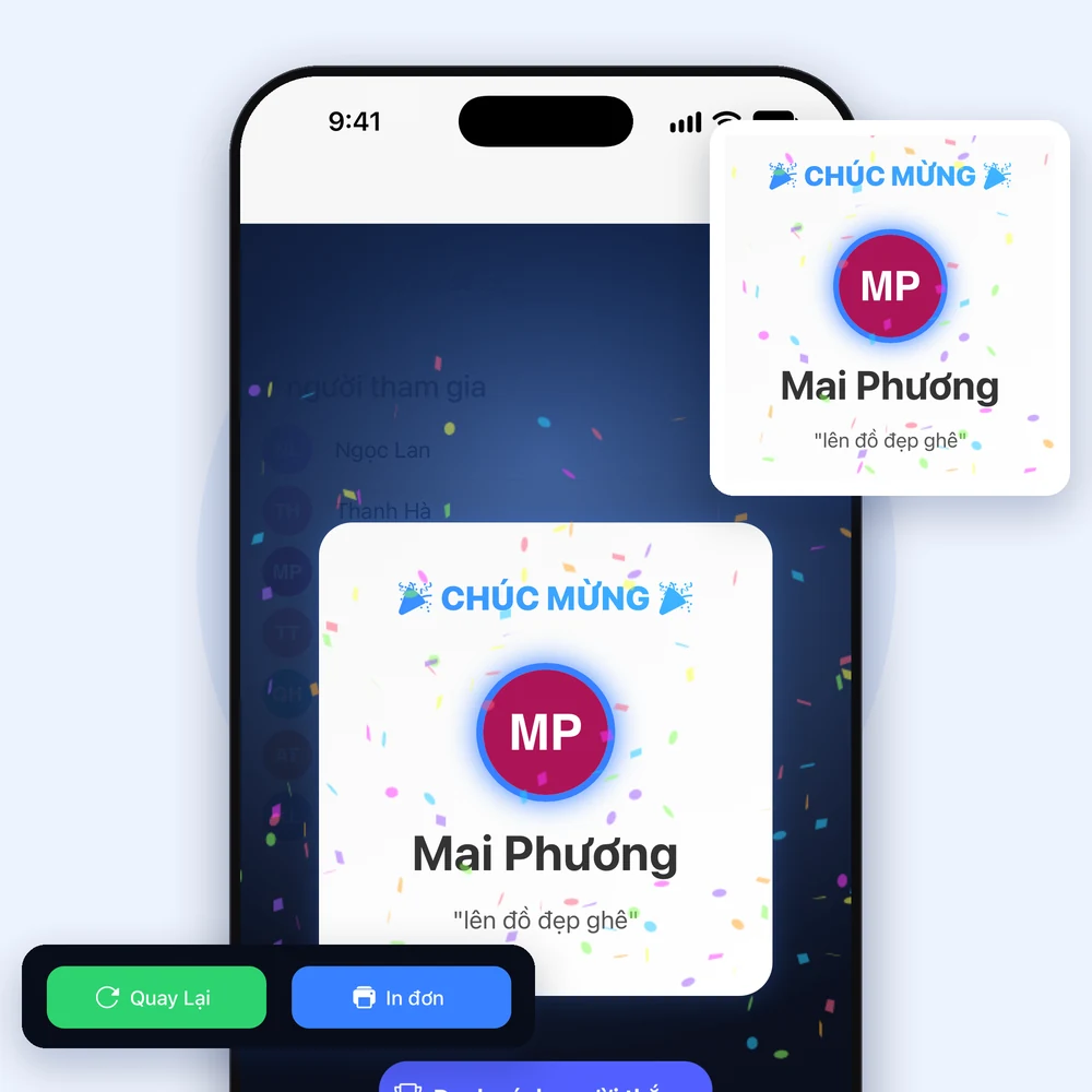 Danh sách người tham gia quay thưởng lấy từ bình luận livestream trong app Lipi
