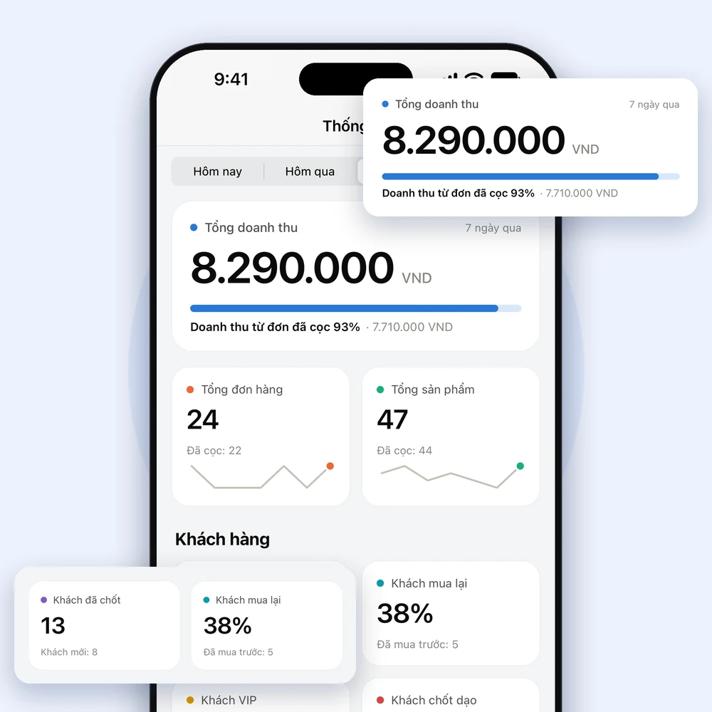 Màn hình app Lipi thống kê doanh thu livestream theo biểu đồ