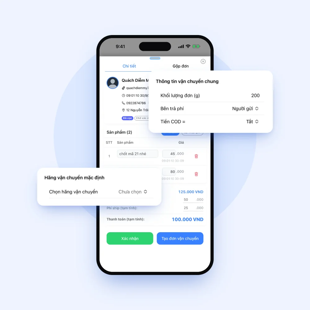 Cài đặt hãng vận chuyển Viettel Post, SPX Express, GHN trong app Lipi