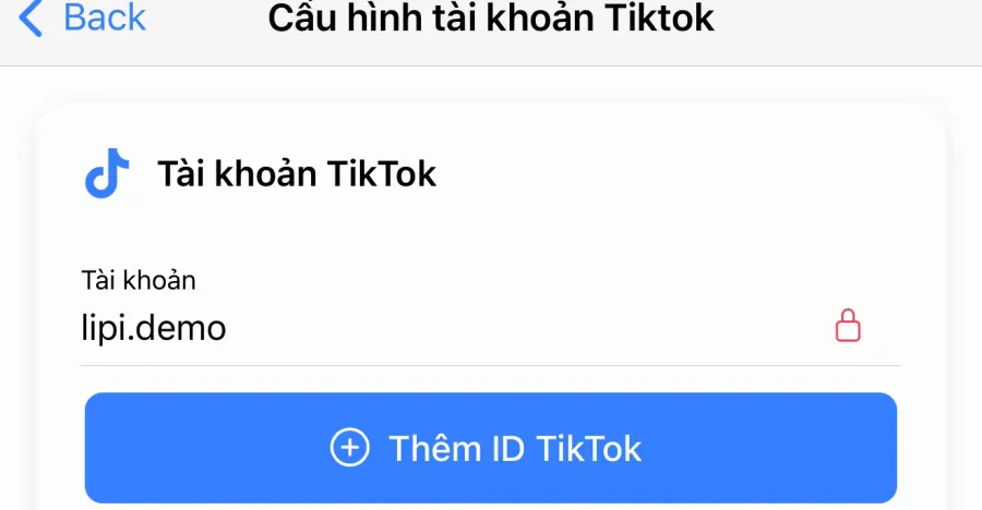 Nhập TikTok ID của kênh bán hàng