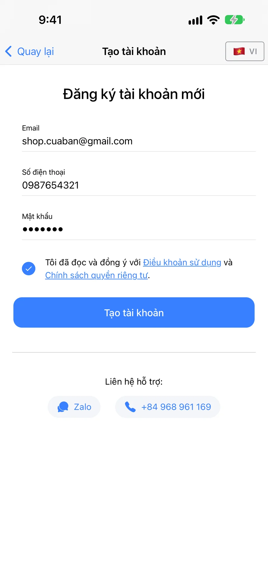 Đăng ký tài khoản